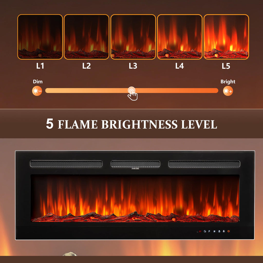 80" Fireplace TV Stand, Modern Entertainment Center with 50" Electric Fireplace for TVs Up to 90", TV Console, All