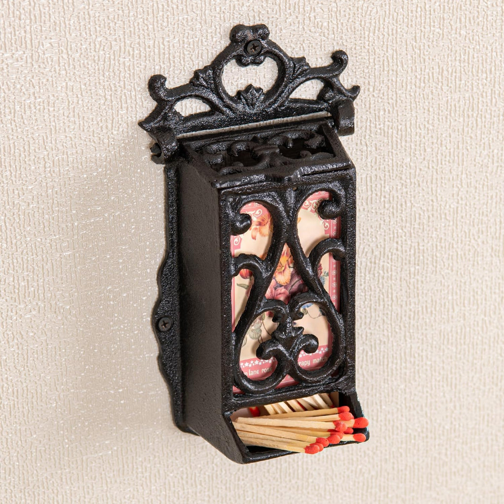 Cast Iron Vintage Match Holder - 9 Inches Hollow Design