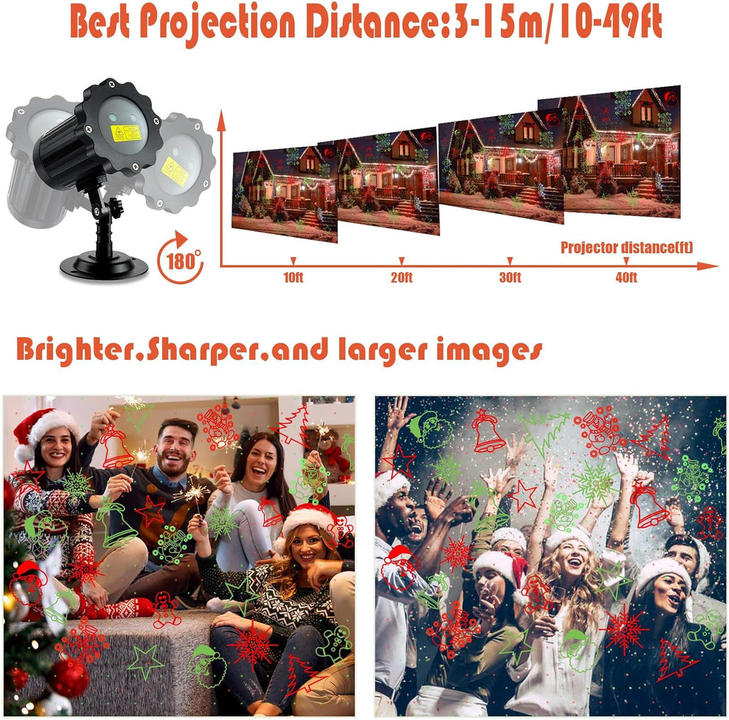 Brighter Christmas Projector Lights Outdoor, Waterproof Laser Christmas Projector with Remote, Christmas Spotlight