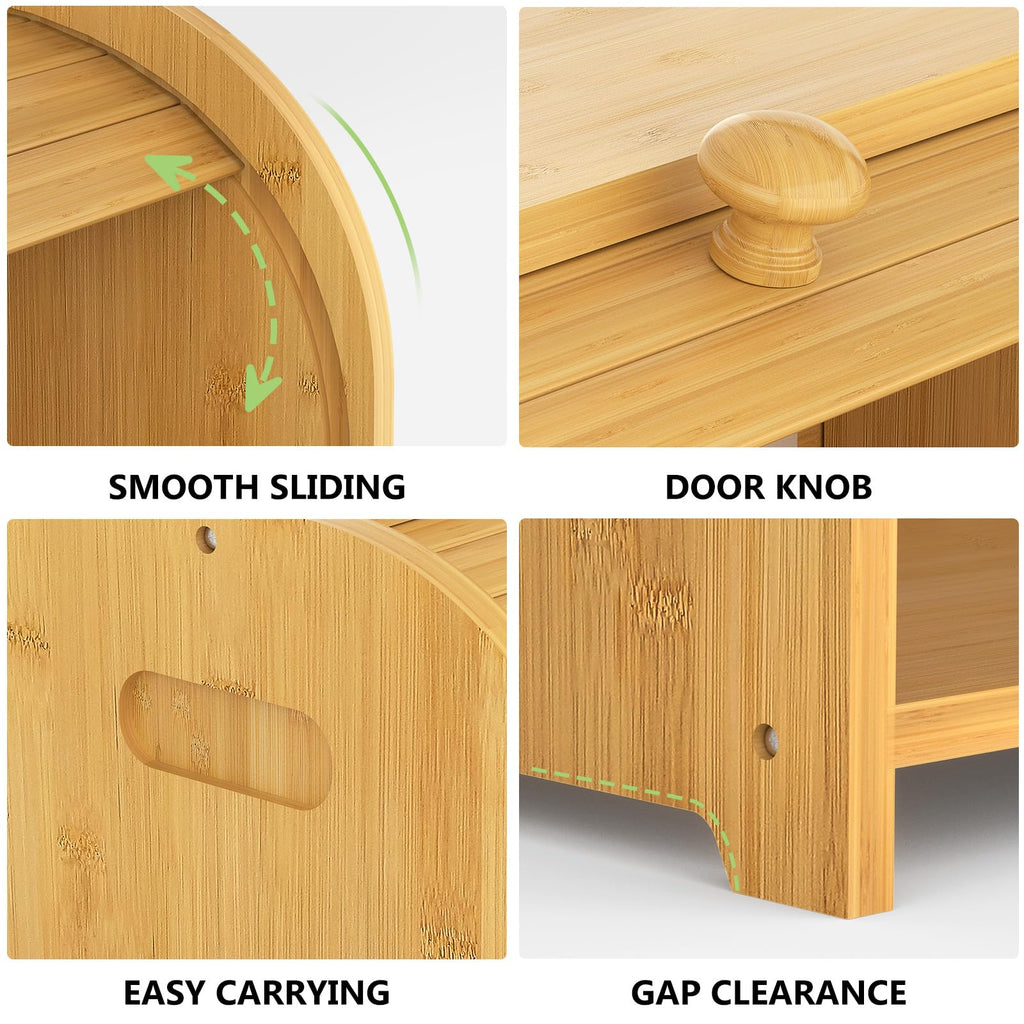Bamboo Countertop, Roll Top Bread Storage Box