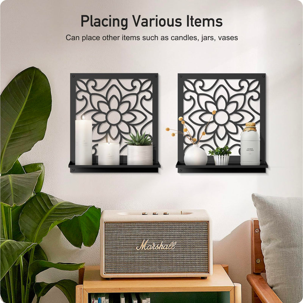 Metal Wall Candle Sconce Holder, Rustic Bathroom Wall Decor Bedroom Bathroom (2 Pack, 11.8 x 13 in)