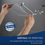 All Metal 8 Inch Dual Square Shower Head with Handheld Spray Combo, Rain Shower Head, Adjustable Extension Arm