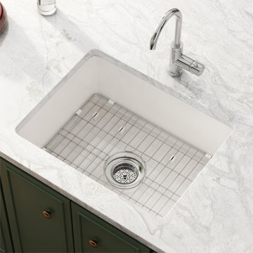 24 x 19 Inch Undermount or Drop In Fireclay White