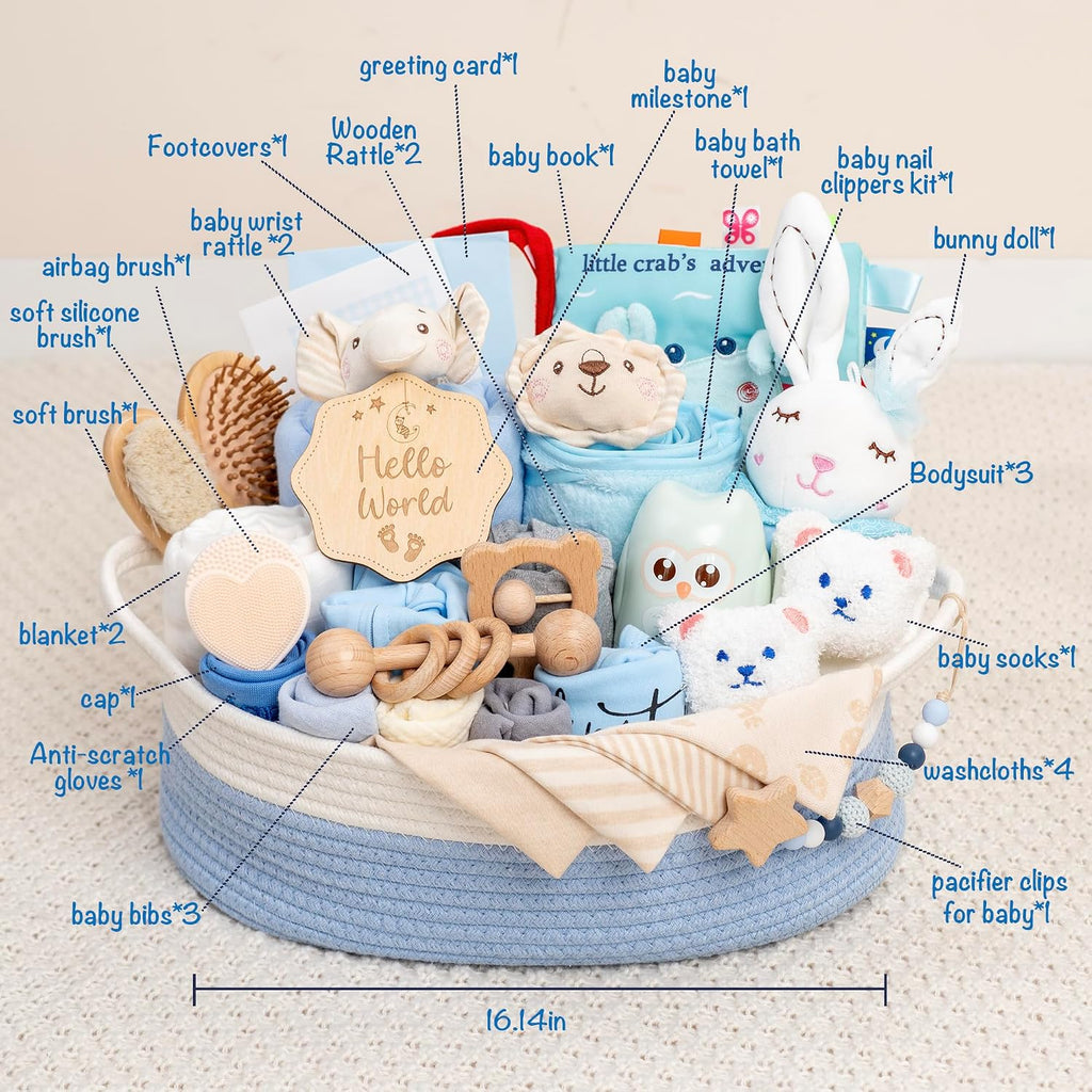 30 Piece Baby Gift Basket - Luxury Curated Baby Gift Basket for Newborn