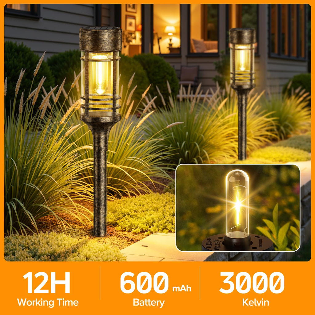 8 Pack Brown Solar Pathway Lights Outdoor, Bright Solar Lights Outdoor Waterproof IP65, Solar Garden Lights Outdoor
