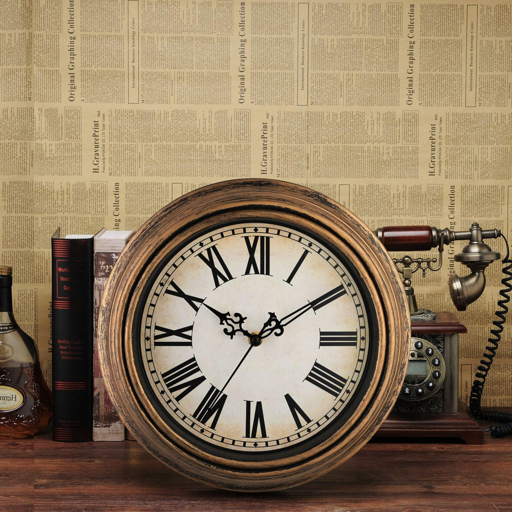 Extra Large Retro Wall Clock, 16'' Non Ticking Classic Silent Vintage Wall Clocks Decorative Kitchen Living Room