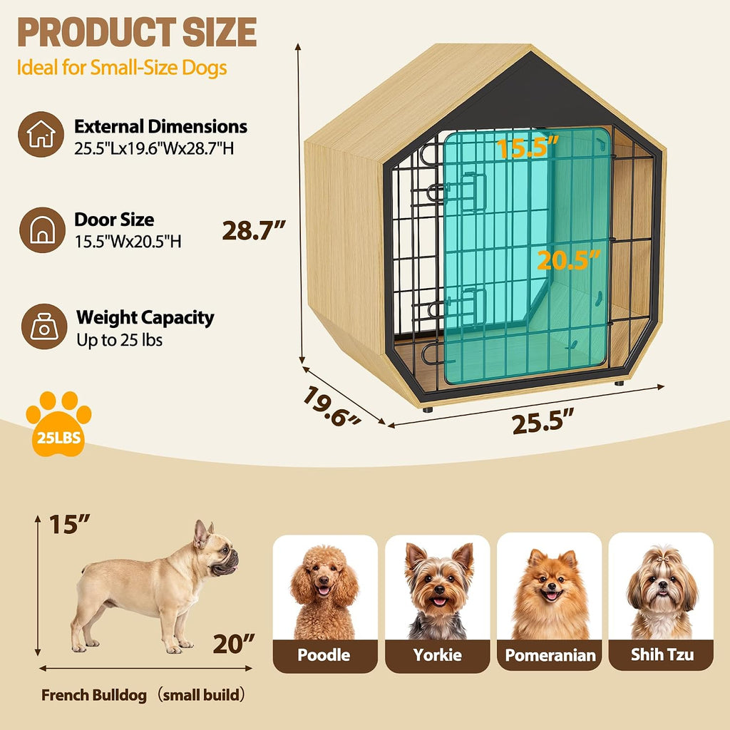 25.5" Dog Crate Furniture, Modern Decorative Kennels Indoor