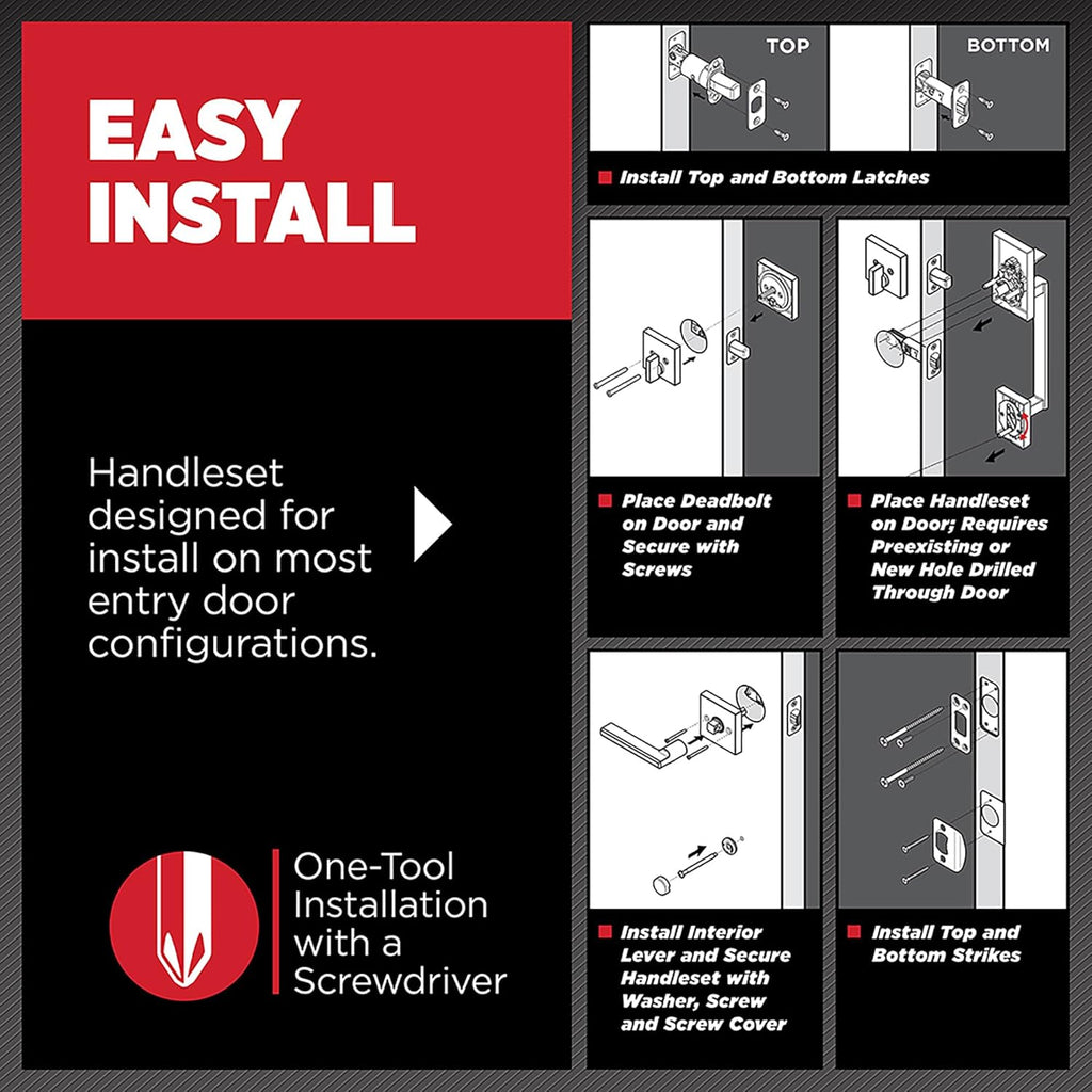 Brentford Front Door Lock Handle and Deadbolt Set, Entry Handleset Exterior with Sedona Reversible Lever - Door Handleset