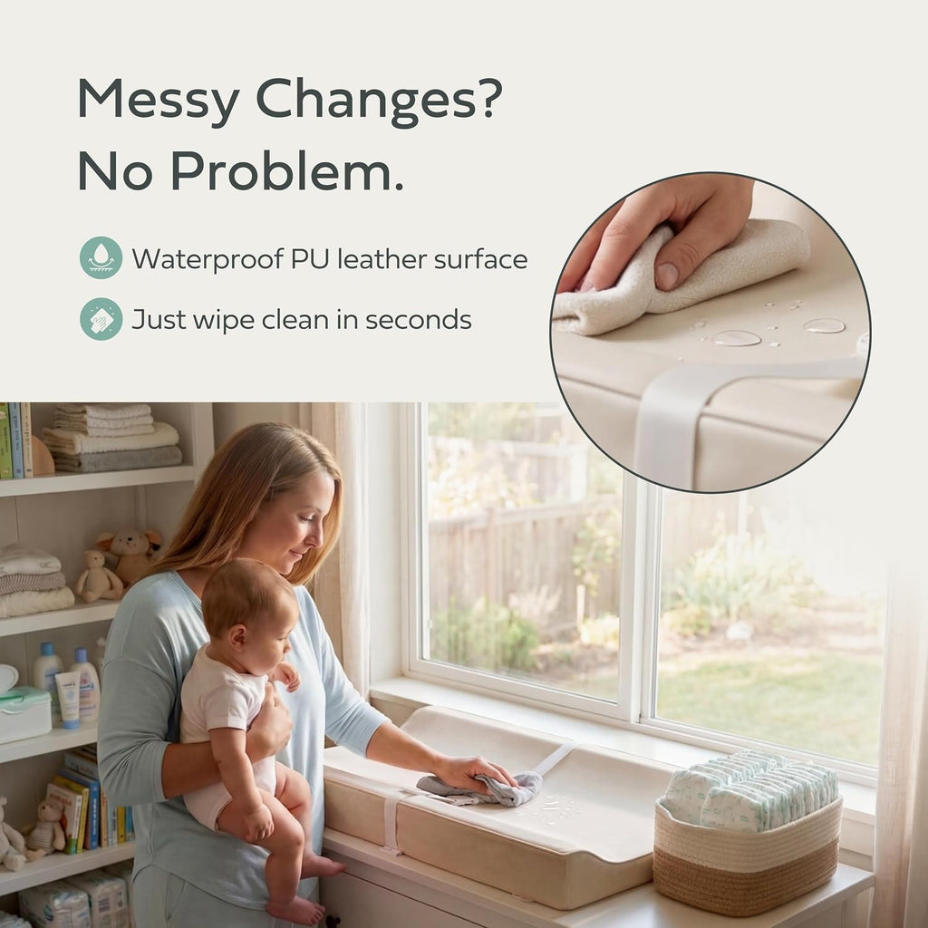 Changing Pad - The Original, Waterproof Easy-to-Clean Vegan Leather Portable Diaper Changing Pad, Newborn Baby