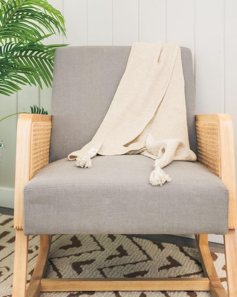 Hazelwood Luxe Blanket, Soft Cotton Nursery and Stroller Blanket, Cotton and Cashmere, 36" x 36"