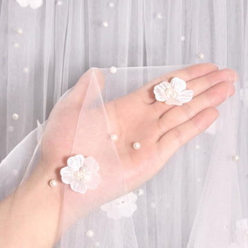 Pearl Tulle 10FT Extra-Wide Tulle with Pearls, 60 x 120 Inches Soft Sheer Fabric in Multiple Colors for Wedding Arch