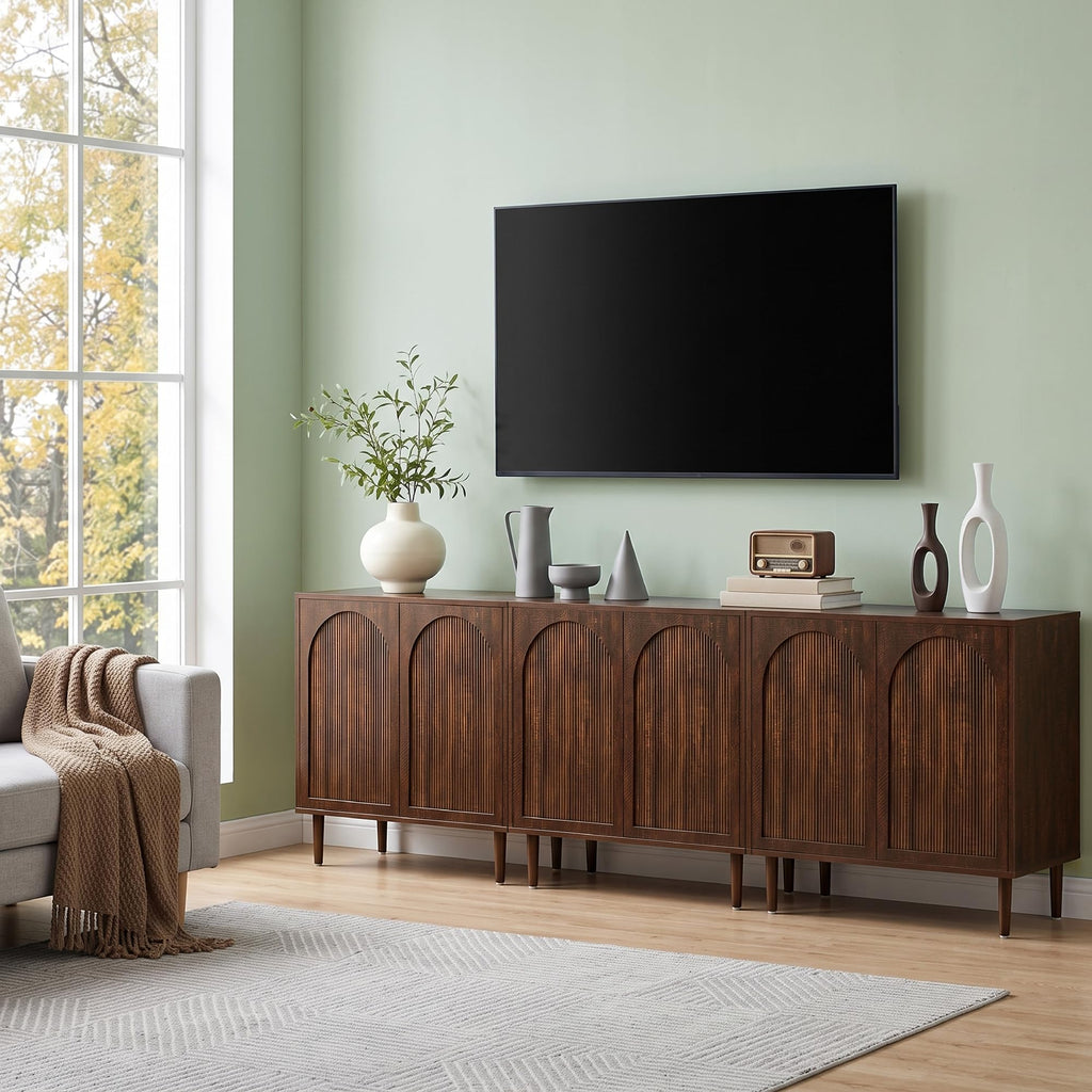 Dark Walnut 31.5" Sideboard Buffet Cabinet with Storage Set of 2