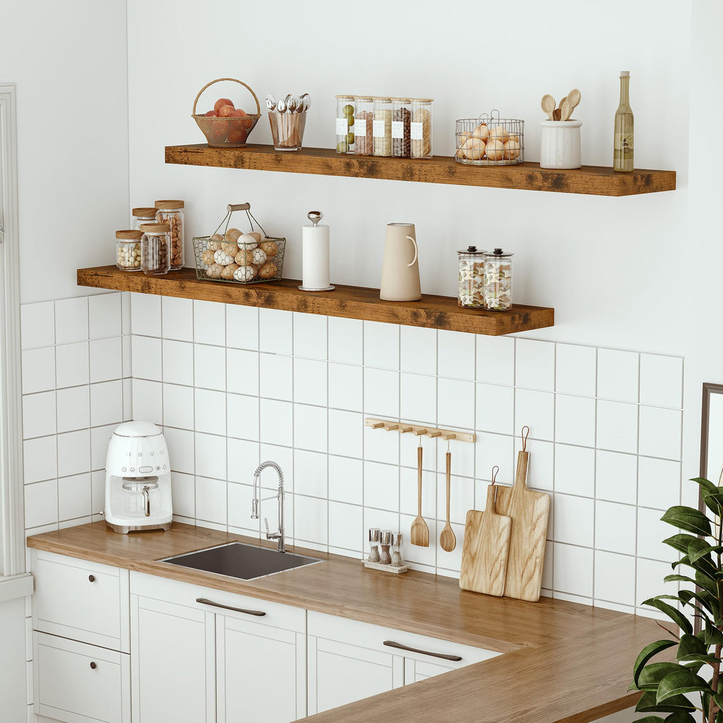 Deep Floating Shelves 55x10" Set of 1, Rustic Brown
