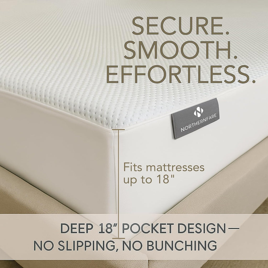 King Size Premium Mattress Protector | 100% Waterproof Tencel Cover | Cooling & Breathable Deep Pocket Mattress Pad