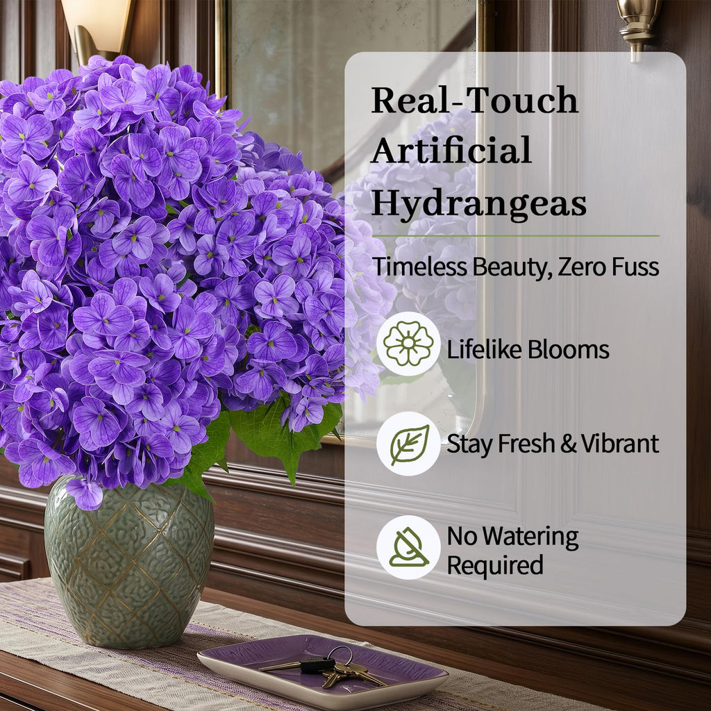 Artificial, 4Pcs Real Touch Faux with Long Stem and Leaves, Lifelike Fake for Outdoor Planters Garden Porch Yard