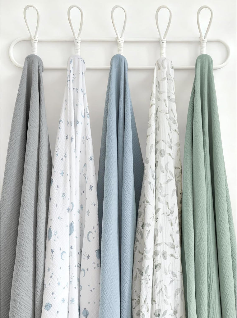 Pack Muslin Baby Swaddle Blankets, 47 x 47 in Receiving Blankets