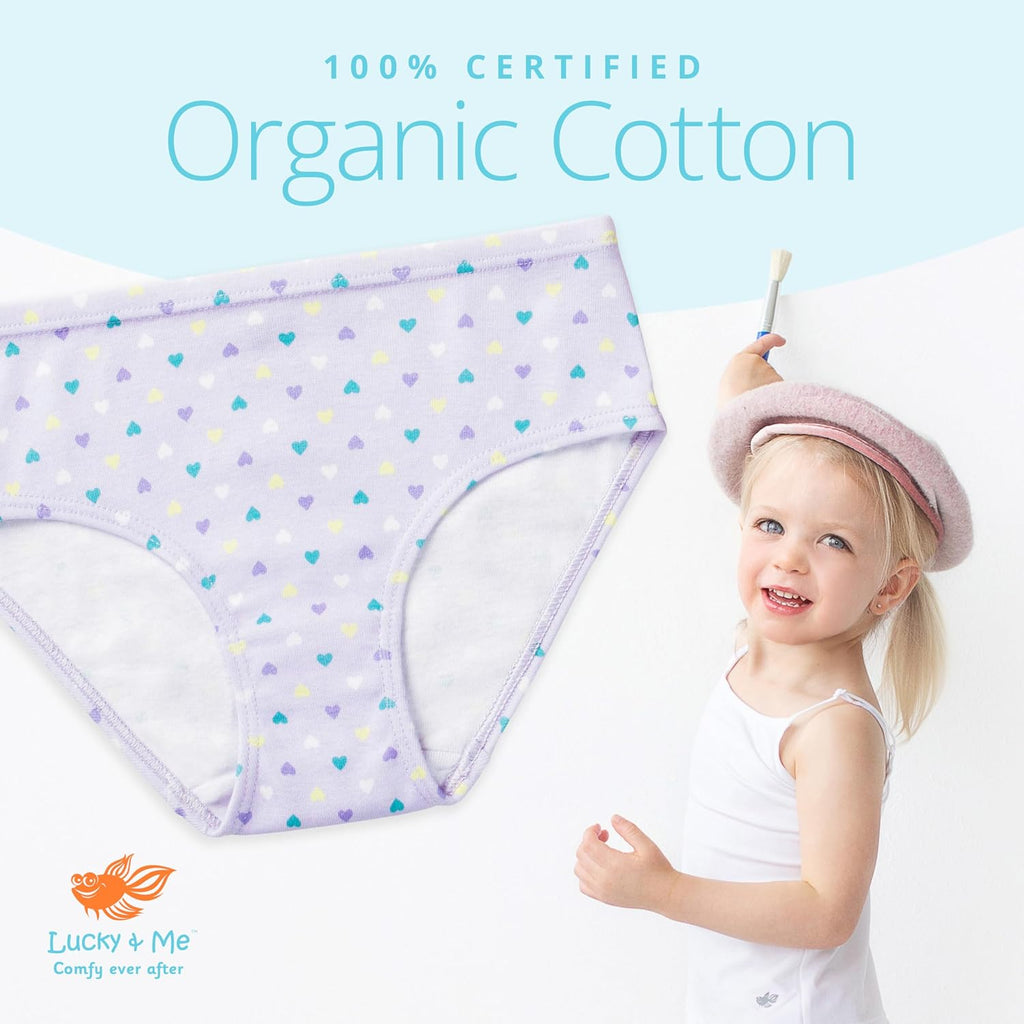 Gracie Girls Briefs, 100% Organic Cotton Underwear, 7 Pack