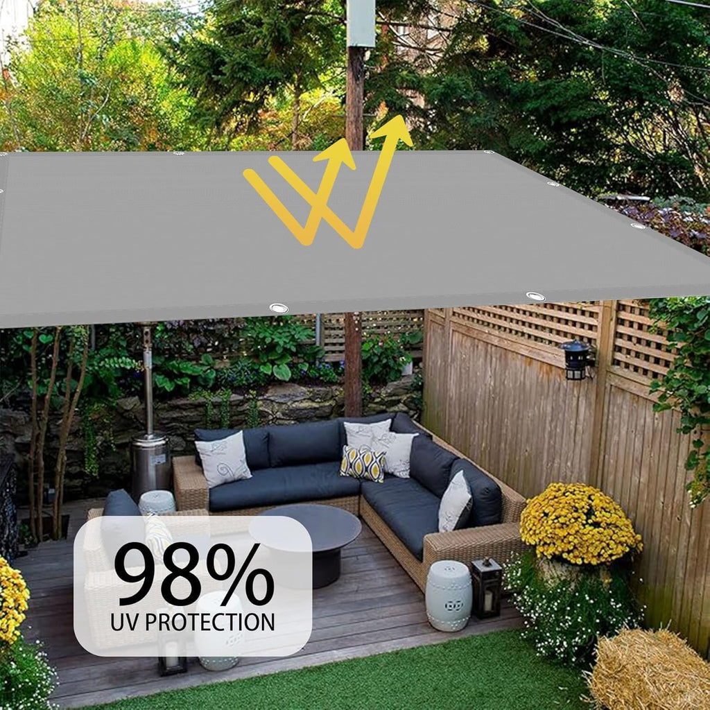 8x14 FT Dark Gray Waterproof Sun Shade Sail Heavy Duty-260 GSM UV Block Fabric-98% UV Block Rectangle Pergola