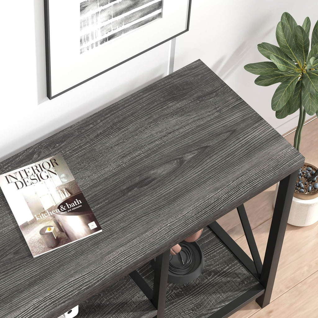 Modern TV Stand for TV up to 65 Inch, Rustic Wood Entertainment Center with Storage Shelves, Industrial Media TV
