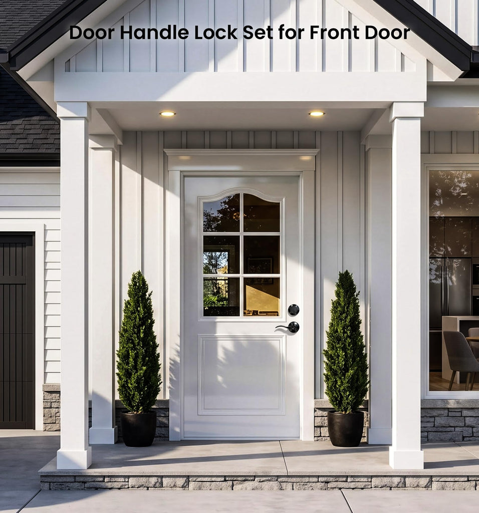 Keyed Alike Exterior Door Handle Lock Set with Deadbolt, Matte Black