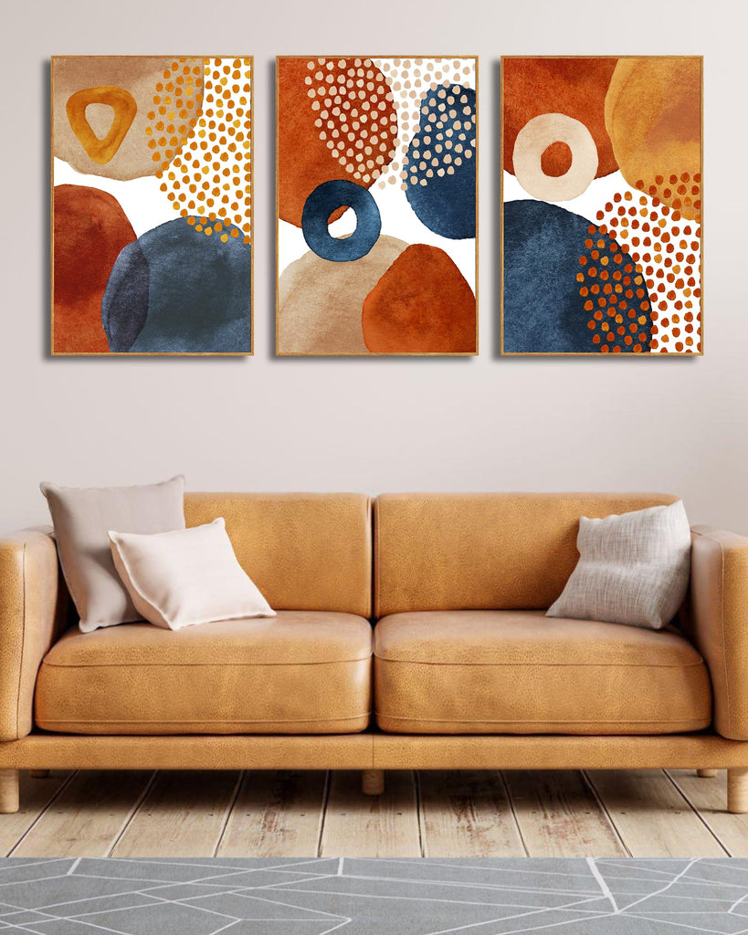 Mid Century Abstract Wall Art, Set of 3, 16 x 24 Inch