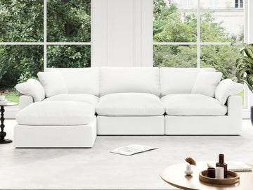 Cloud Modular Sectional Sofa, Oversized Convertible Modular Cloud Couch, Down Feather Filled Sectional Sofa Comfy Upholstered Deep Seat Couches for Living Room, Sofa Covers Washable & Replaceable A124-B0F53Z1PVL