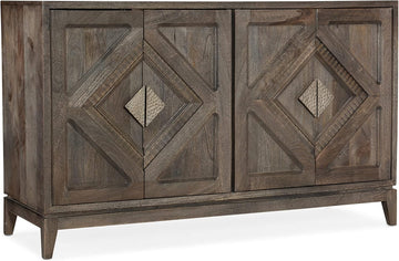 Commerce & Market Carved Accent Chest in Brown Wood