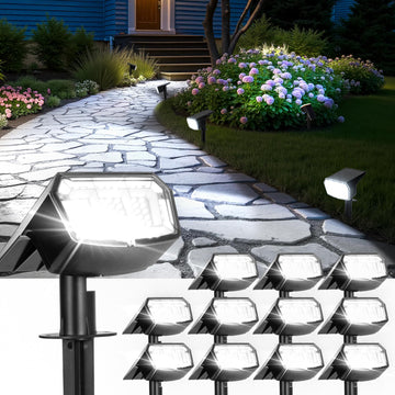 Solar Spot Lights Outdoor Waterproof, Solar Spotlights 12 Pack Cool White