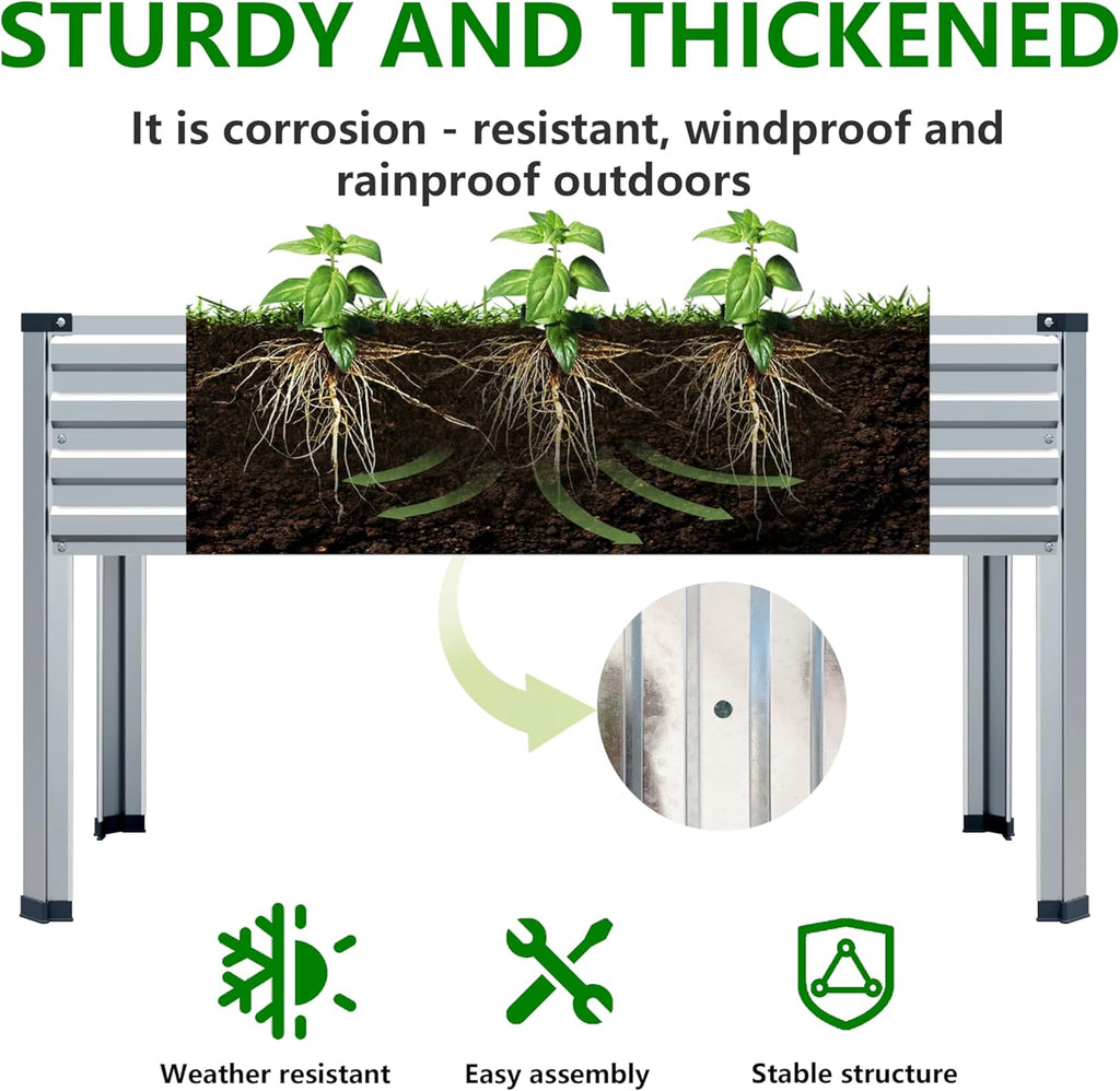 Galvanized Raised Garden Bed with Legs,2PCS 48×24×30in Elevated Planter Box for Backyard,Outdoor Garden, Patio