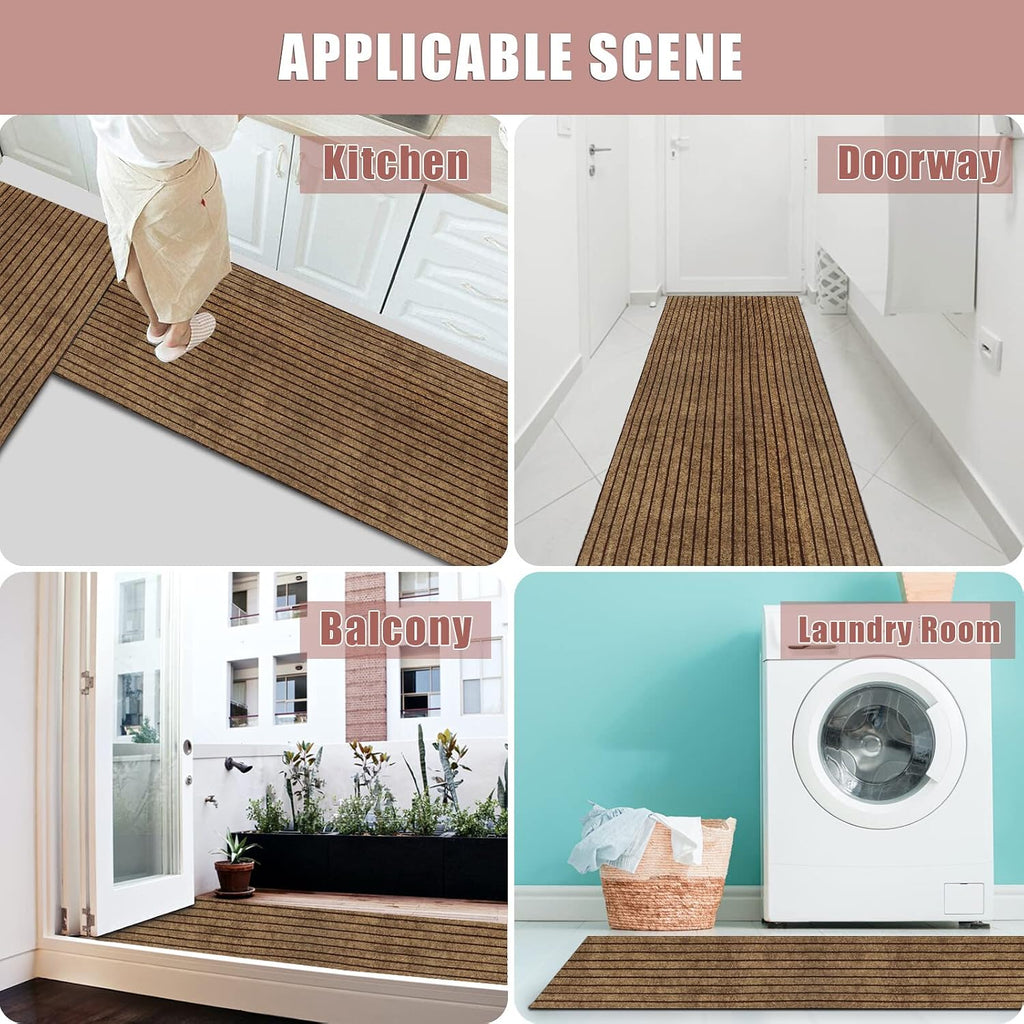 Runner Rug 2 ft x 6 ft Indoor/Outdoor Low Profile, Hallway, Kitchen, Patio, Deck Area, RV, Entryway, Garage, with