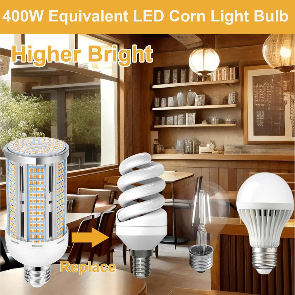 50W LED Corn Light Bulb 6000 Lumen Led Corn Bulb Super Bright 3000K Warm White E26/E27 Base LED Light Bulb Garage