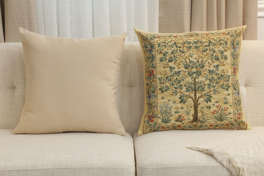 William Morris Tree of Life Light Tapestry Throw Pillow Cover 18 x 18 in