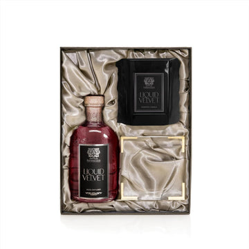 Lucite Home Ambiance Gift Set - Luxury Scented Candle (9 oz), Reed Diffuser (8.4 fl oz) & Lucite Tray - Home Decor