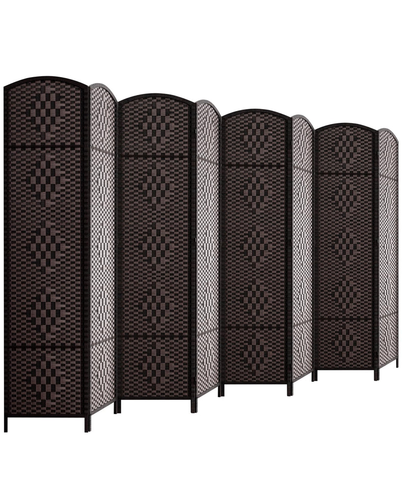 Room Divider, Folding Privacy Screen, 8Panel Wall Divider, Dark Mocha