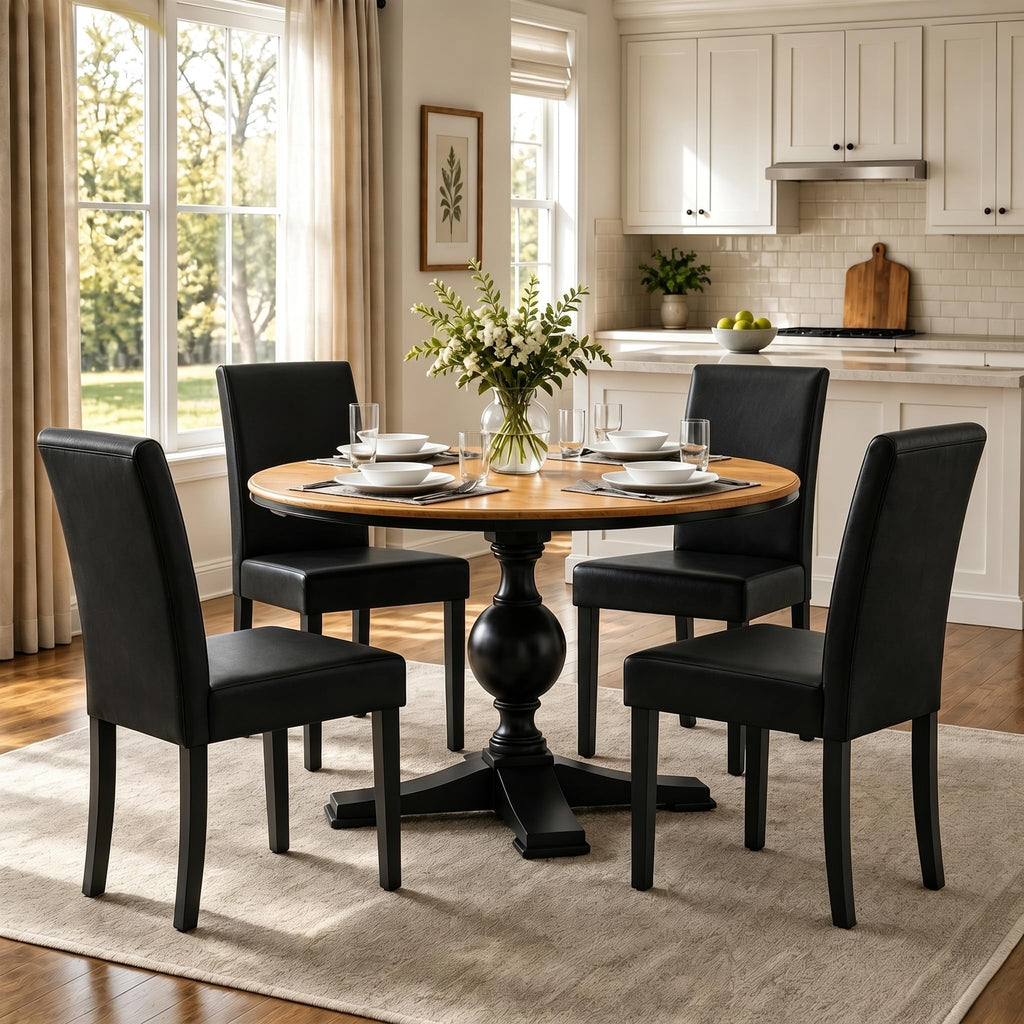 Set of 4 Upholstered Kitchen Chairs Black
