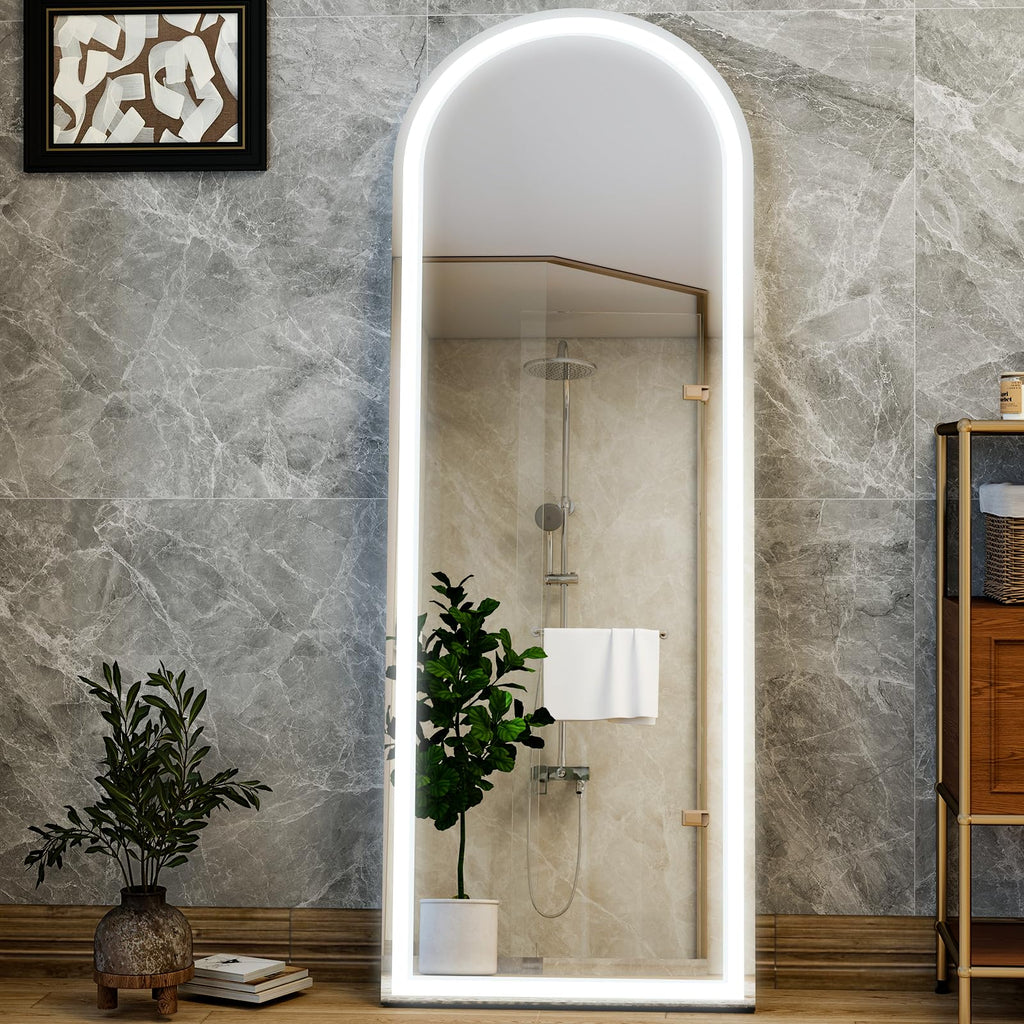 20"x56" Arched Full Length Mirror LED Lighted Floor Standing Mirror
