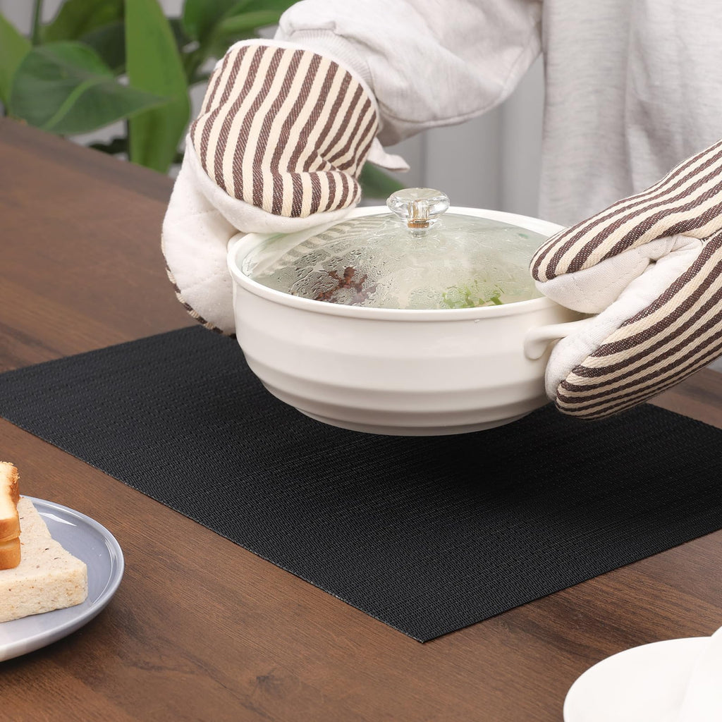Black Placemats Set of 8 Kitchen and Dining Table Placemats