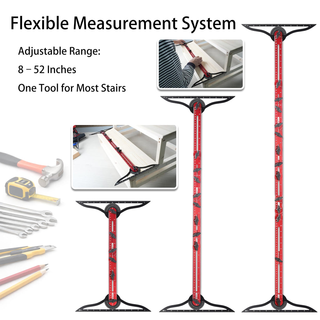 Stair Tread Template Tool - Stair Tread Gauge, Hidden Screw Slide Rail Stair Tools for Stair Measuring Tool Stair