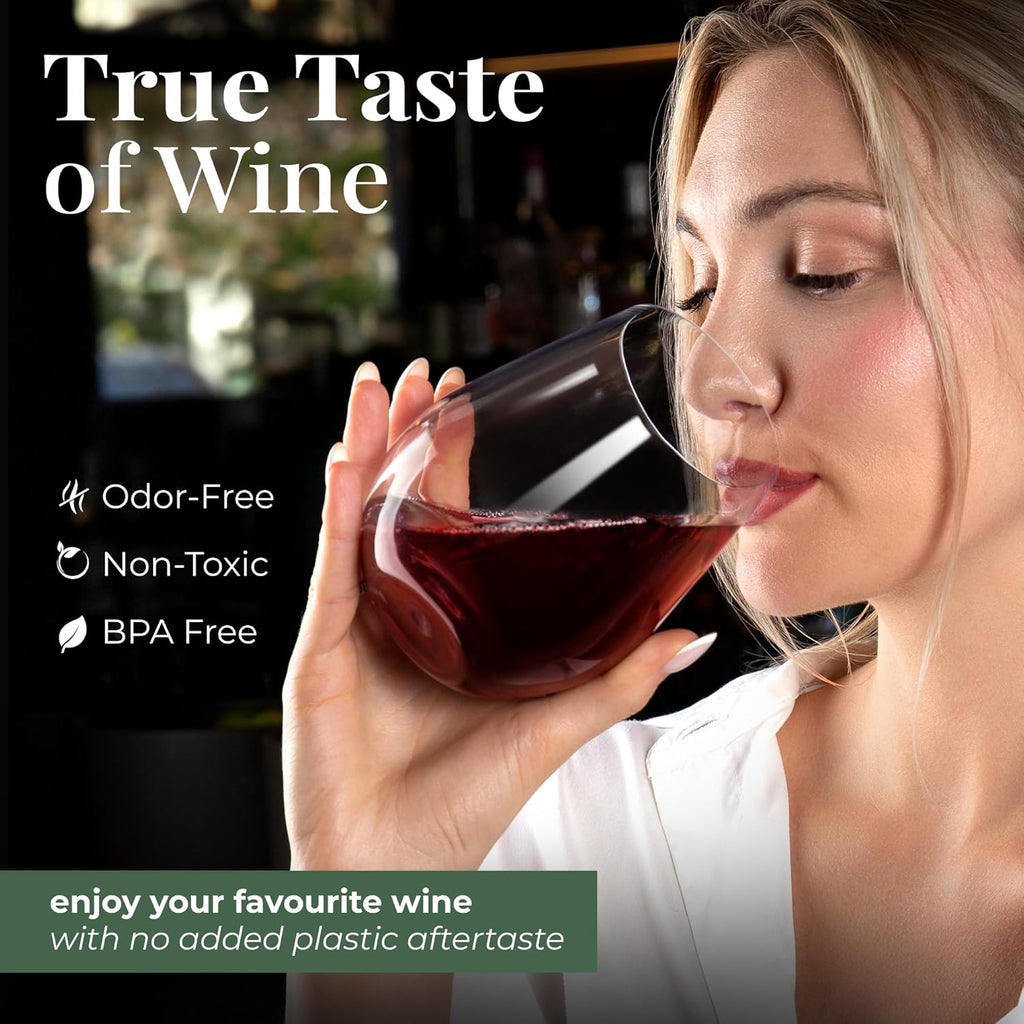 Unbreakable Plastic Stemless Wine Glasses 20 oz | 100% Tritan Heavy Base | Shatterproof Glassware | Ideal For