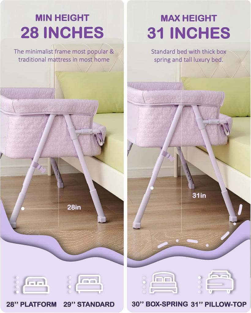 Bassinet Bedside Sleeper for Baby, 2 in 1 Baby Crib for Newborn, Bedside Bassinet with 4 Auto-Lock Wheels &