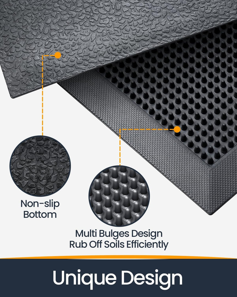 Front Door Mat Outside Entrance, 36x48 Heavy Duty Non Slip Rubber Outdoor Doormat, Dirt Trap Waterproof Entry Mat