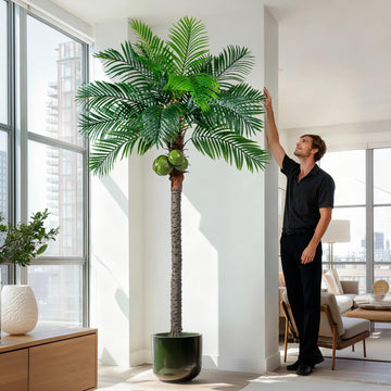 8FT Big Faux Tropical Phoenix Trees Large Artificial Palm Tree Indoor Outdoor Realistic Floor Plants Tall Fake Plant