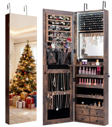 47.2'' Wall Mounted Jewelry Armoire, Over the Door Jewelry Organizer