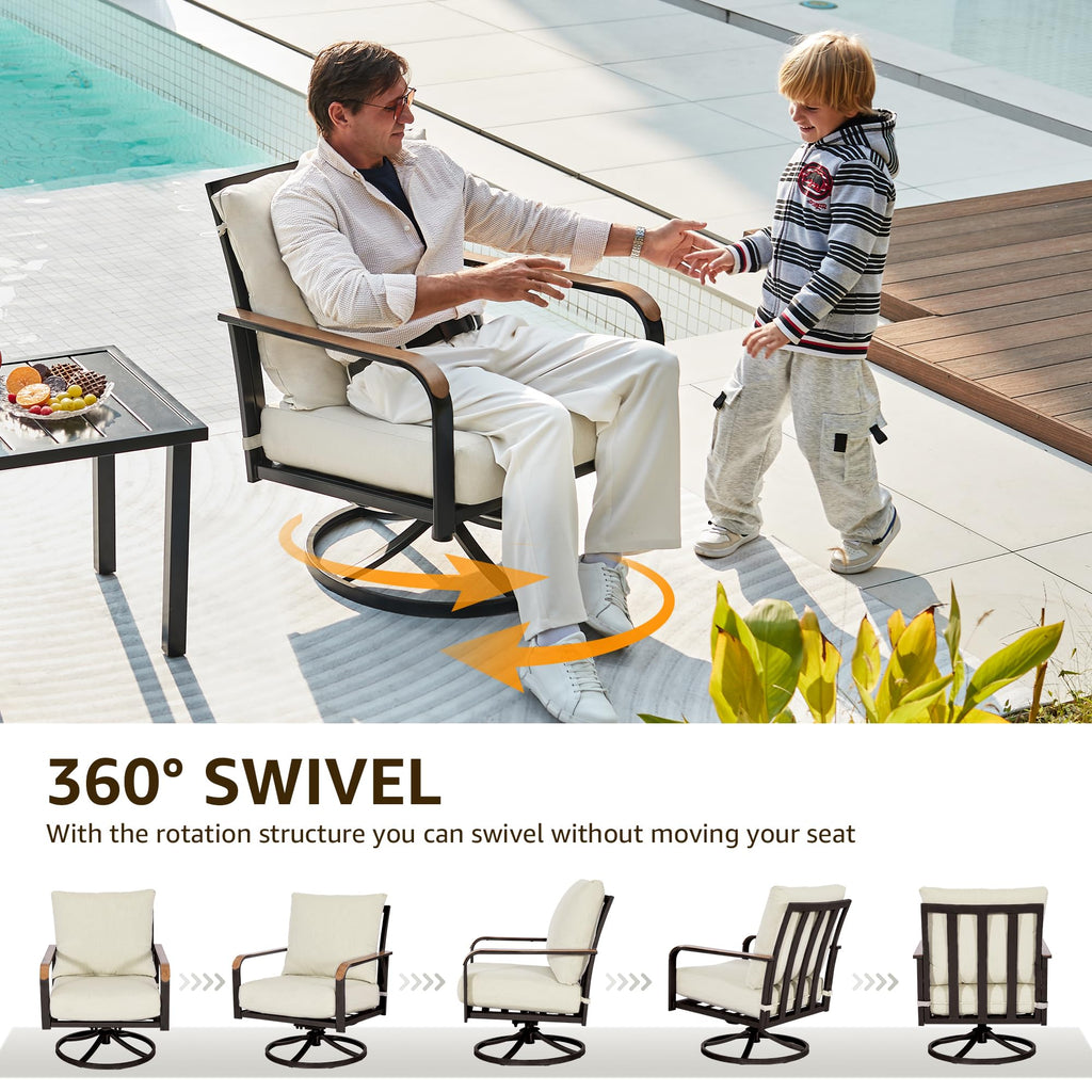 3 Piece Outdoor Bistro Set, Patio Swivel Rocking Chairs