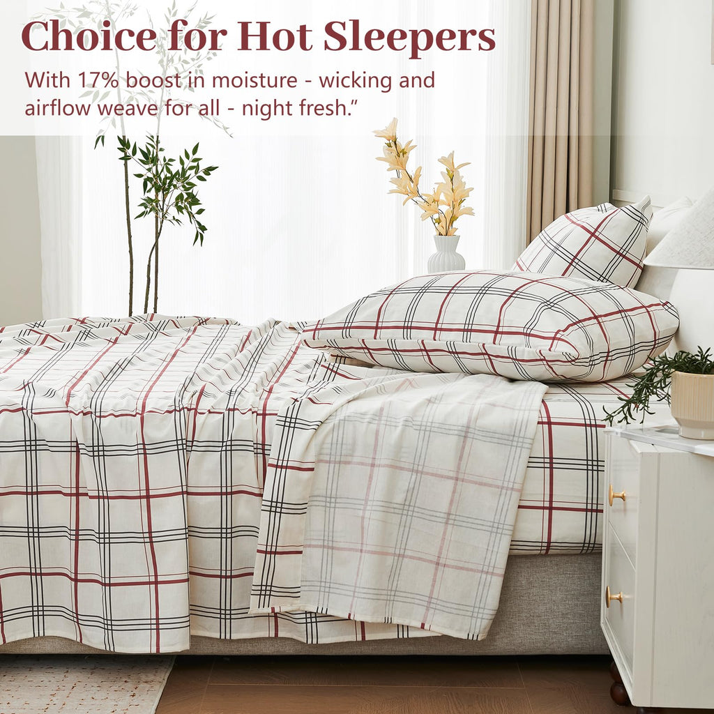 100% French Pure Linen Sheets - Bed Sheets 4 Piece Sets, Soft Durable Flax Linen, Anti-Tear Breathable