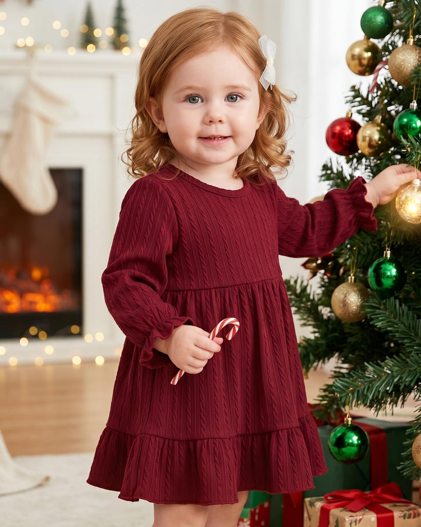 Toddler Baby Dress 18 Fall Red Long Sleeve Casual Dresses