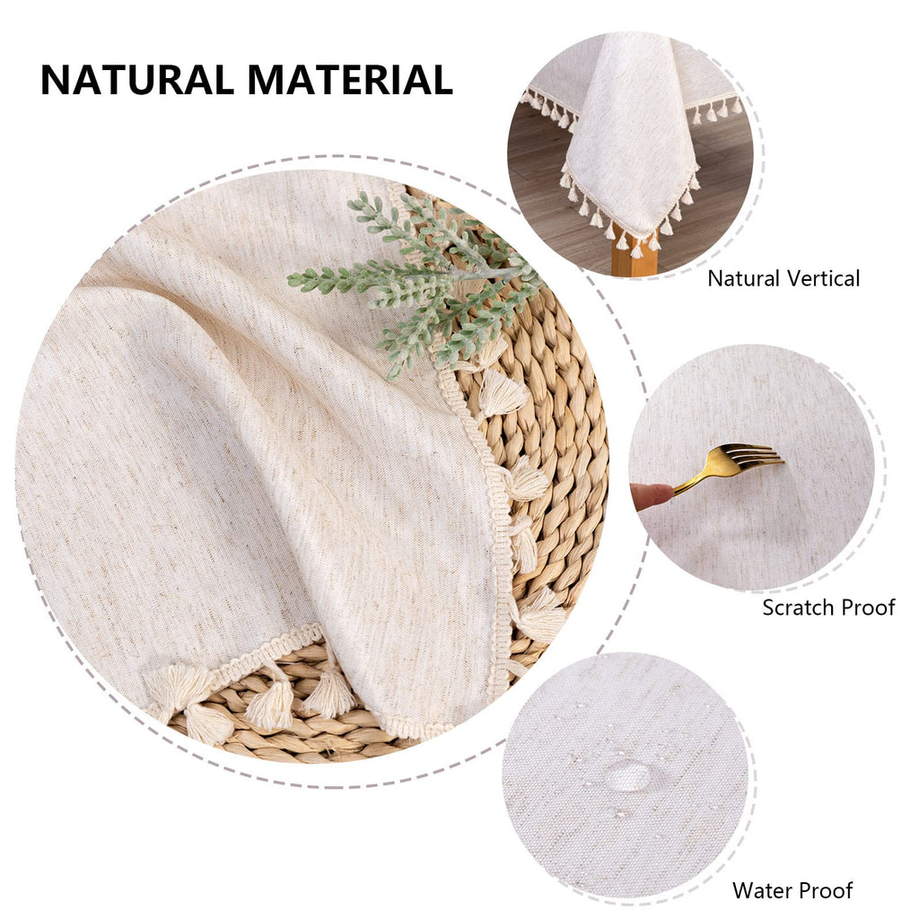 Table Cloth 60 in Round Cotton Tablecloth, Waterproof Tablecloth