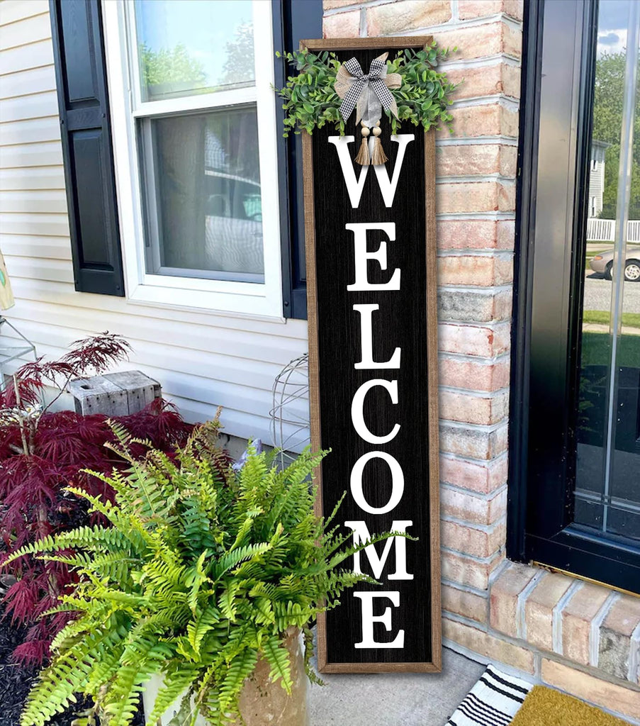 Outdoor Welcome Sign, 45"×9", Wood