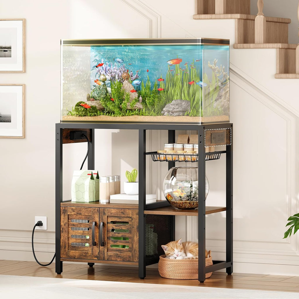 20 Gallon Aquarium Stand, Fish Tank Stand with Charging Station