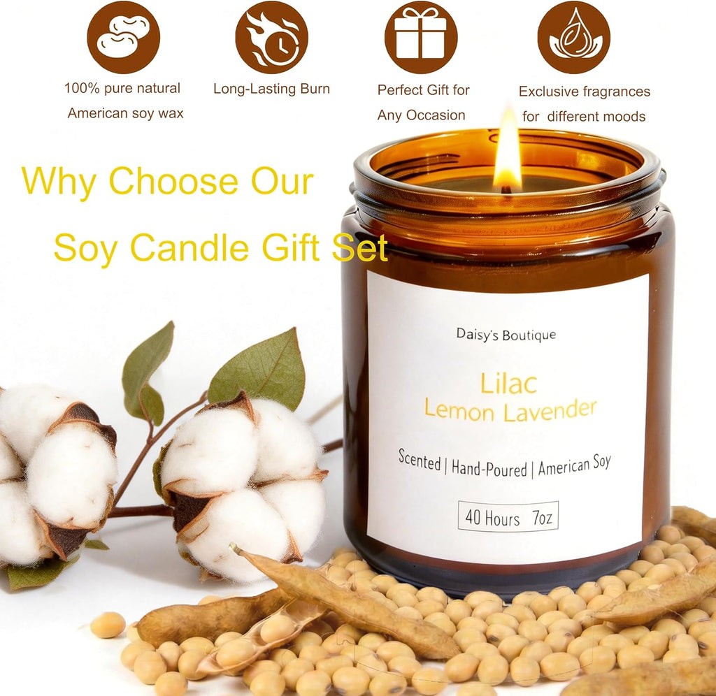 Scented Candles Aromatherapy Candle Gift Present Set Soy Wax Long Lasting Gift Birthday Mother's Day Thanksgiving 3 - Set of 3